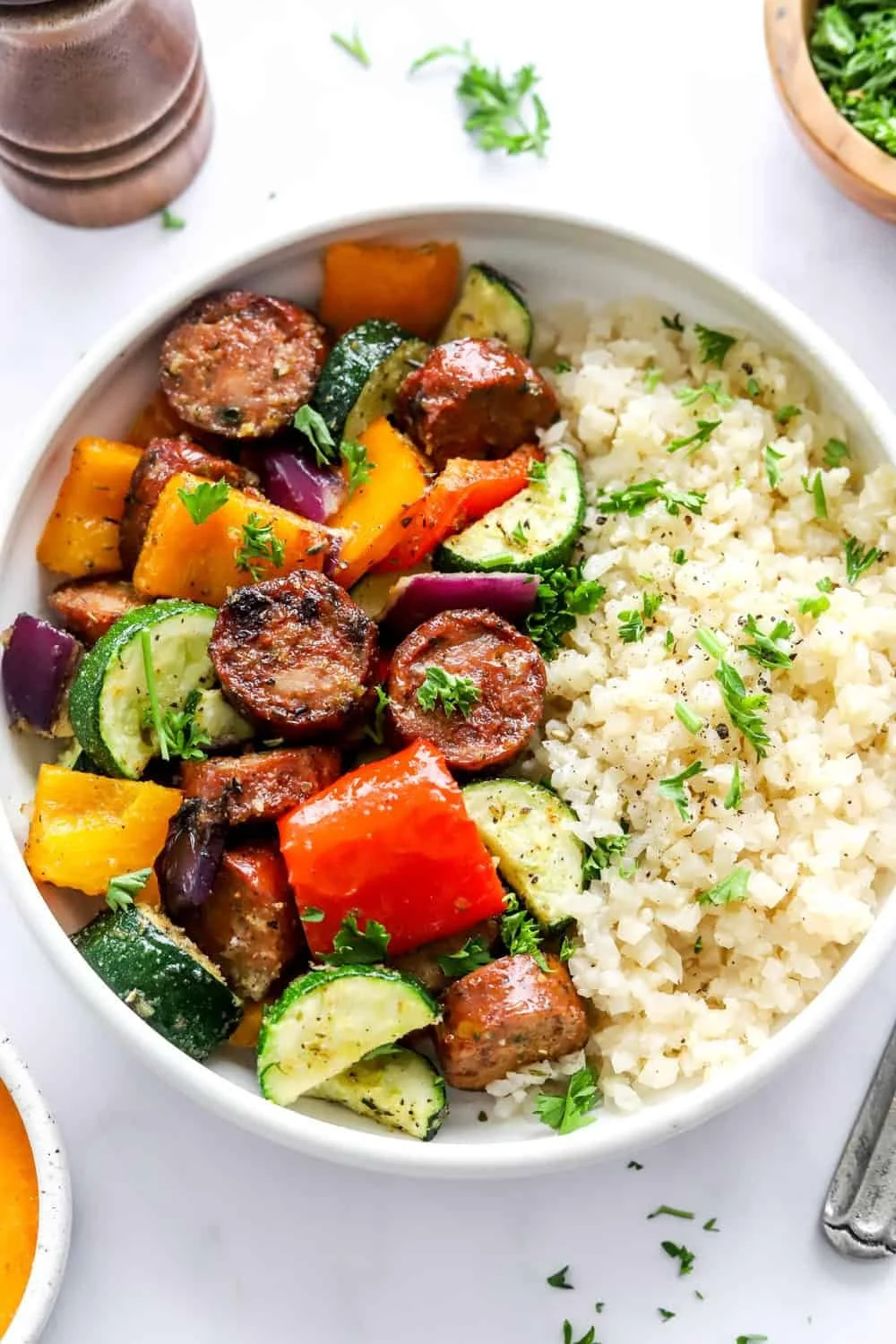 Air Fryer Chicken Sausage Veggies