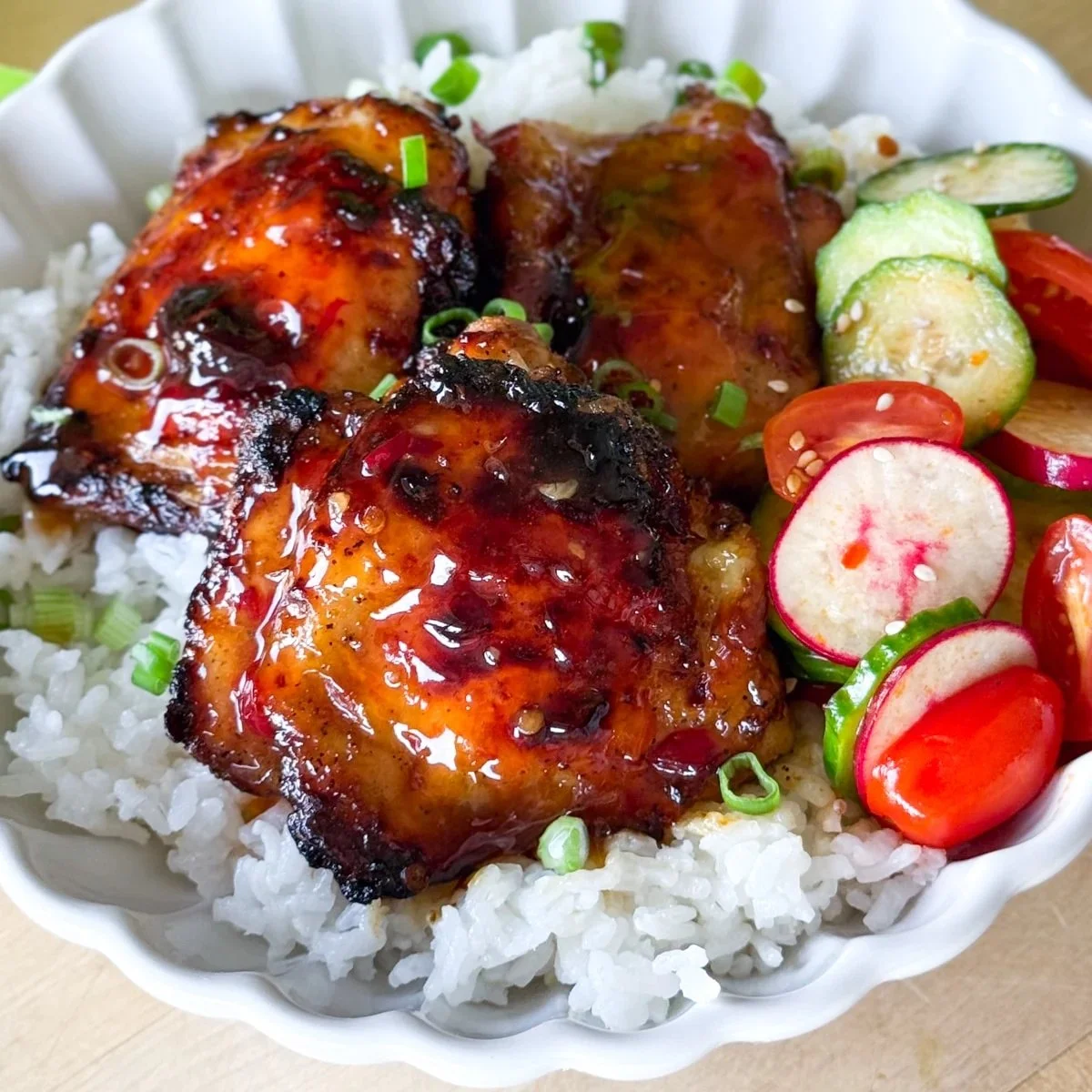 Air Fryer Sticky Sweet Chili Thighs