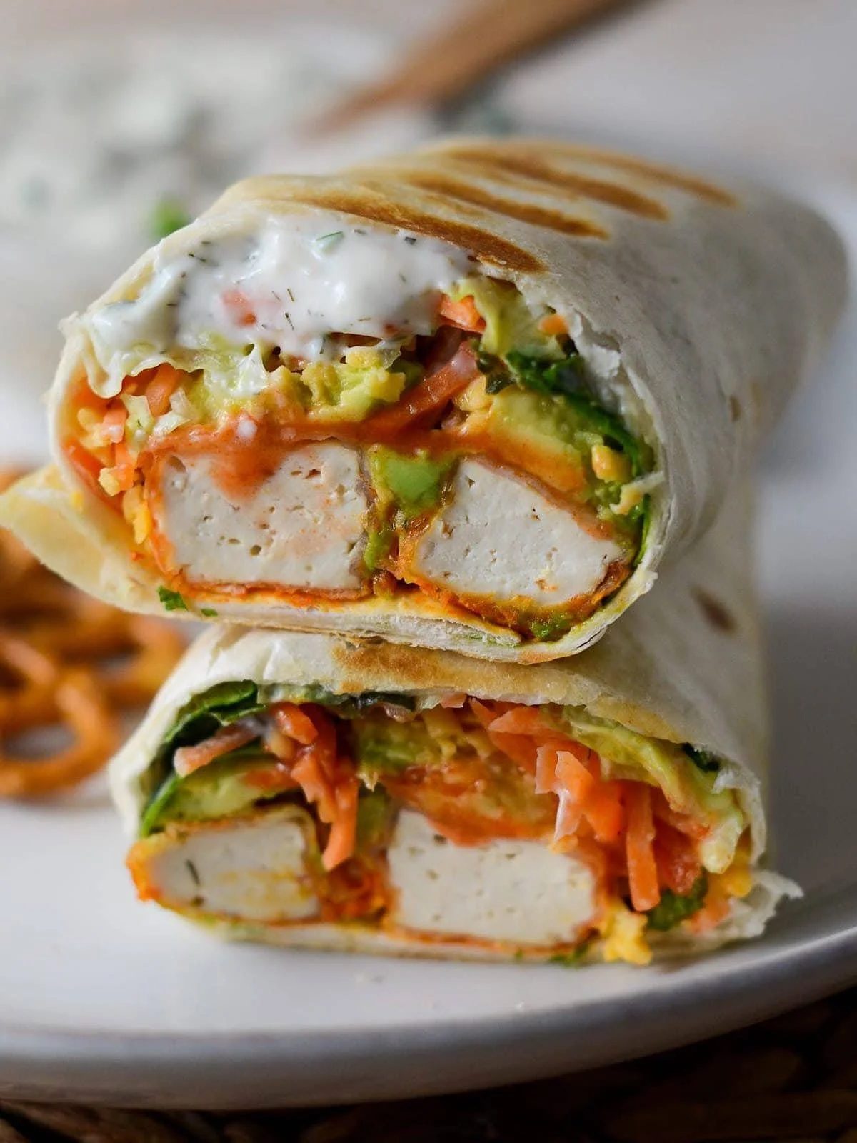 Buffalo Tofu Easy Vegan Ranch Wrap