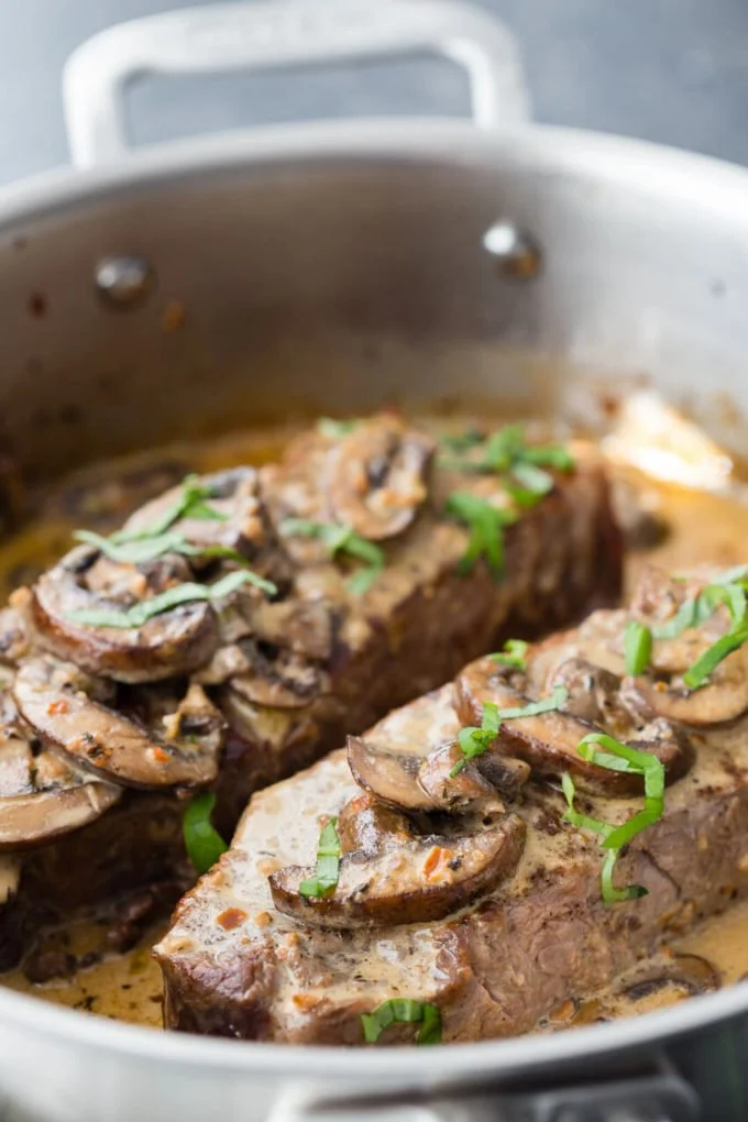 Creamy Garlic Mushroom Parmesan Steak