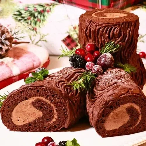 Fluffy Moist Yule Log Cake