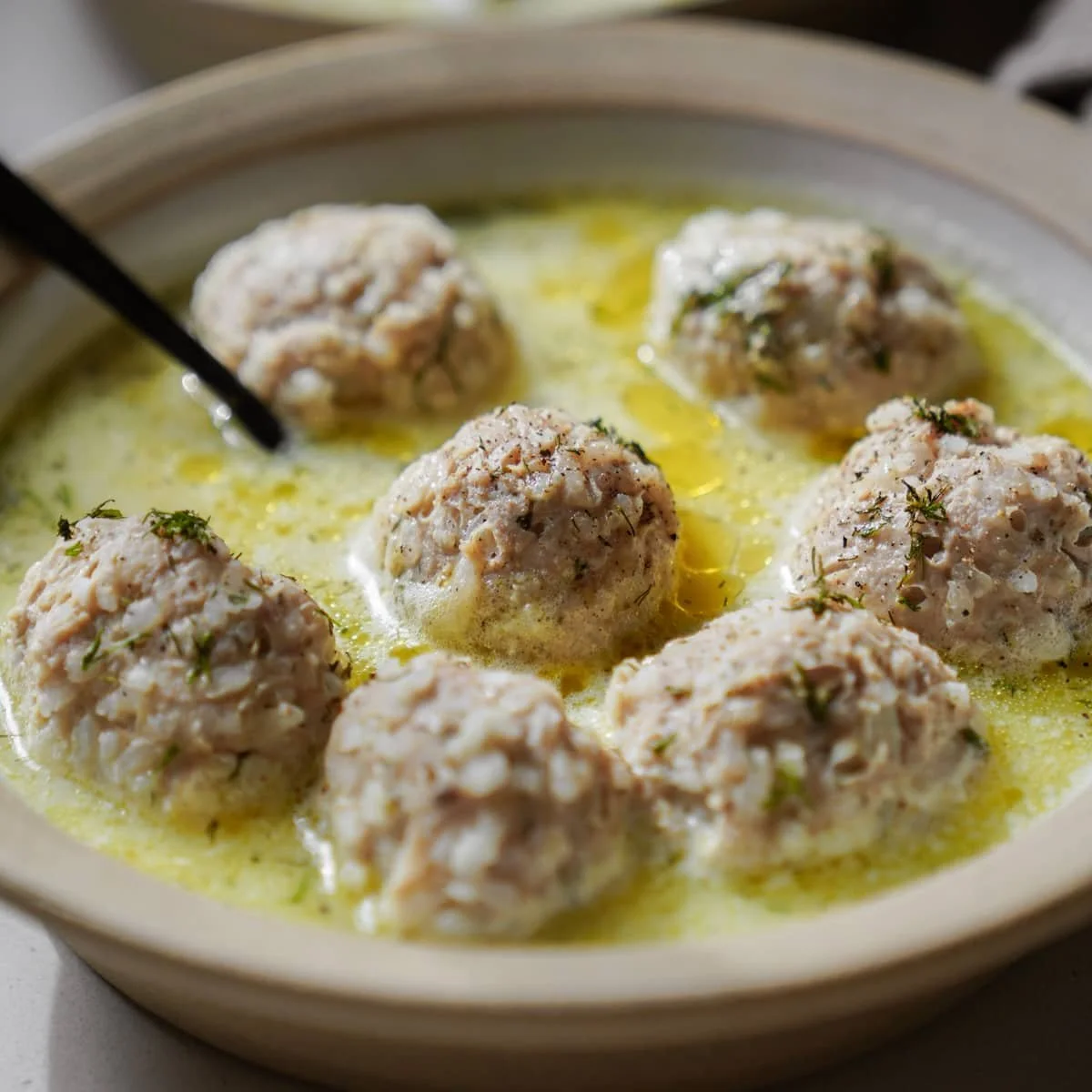 Greek Lemon Chicken Soup with Meatballs