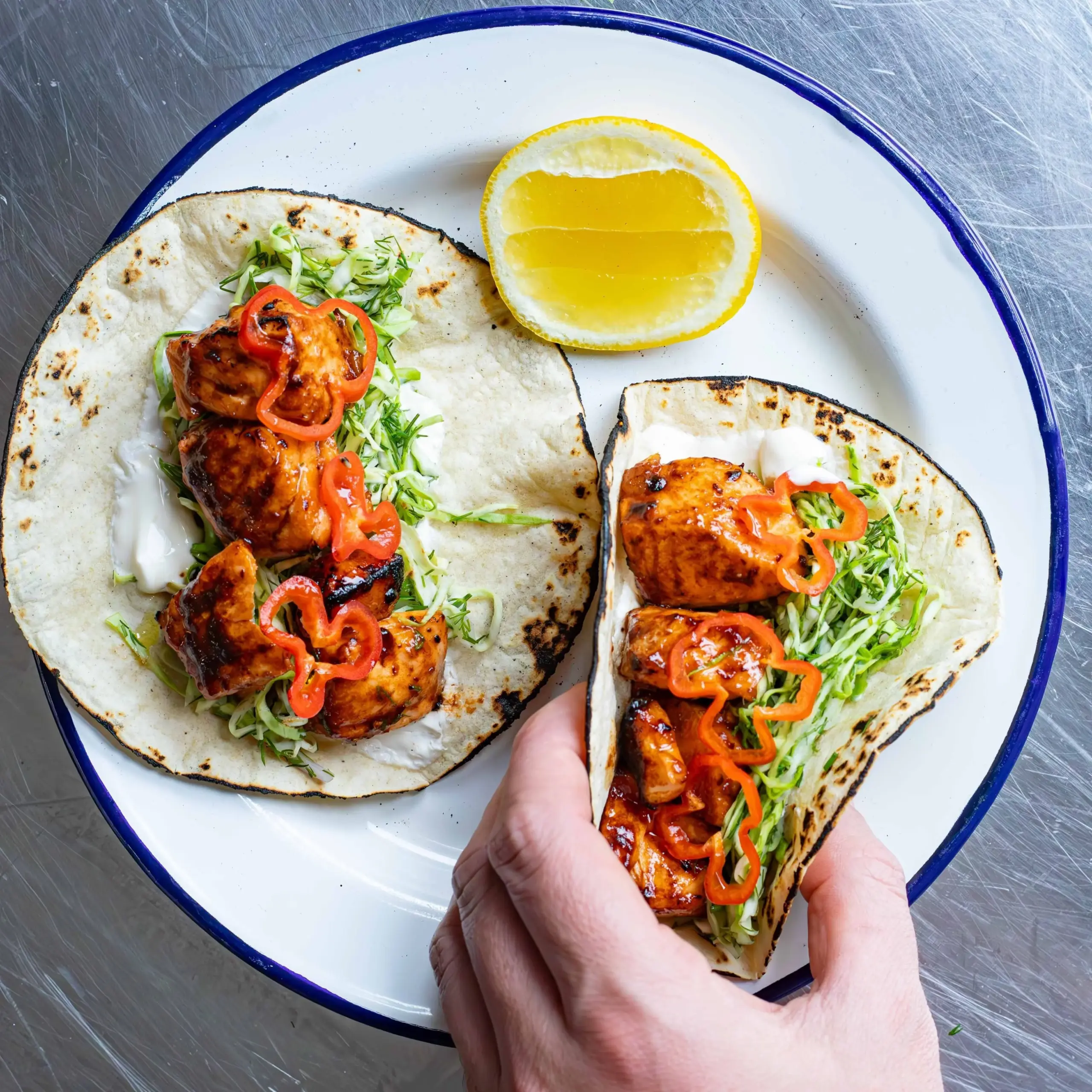 Mango Chipotle Glazed Salmon Tacos