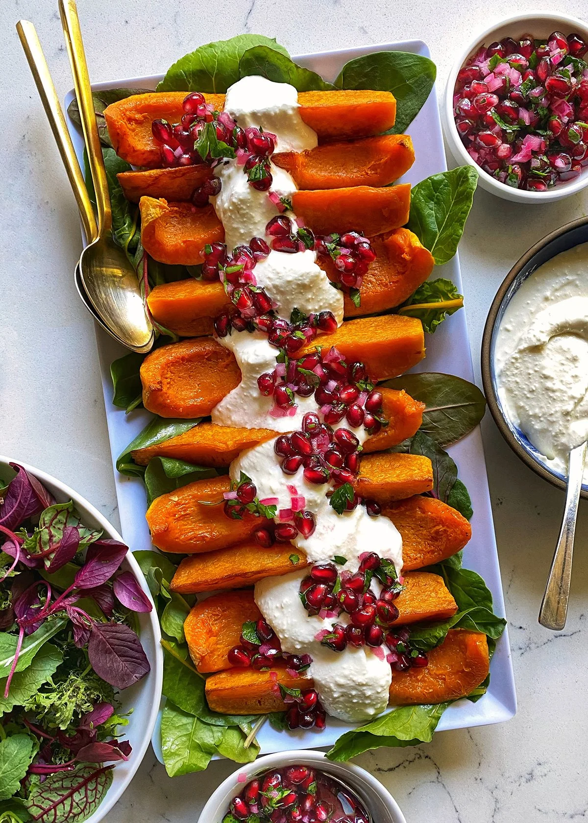 Roasted Butternut Squash with Feta Salsa