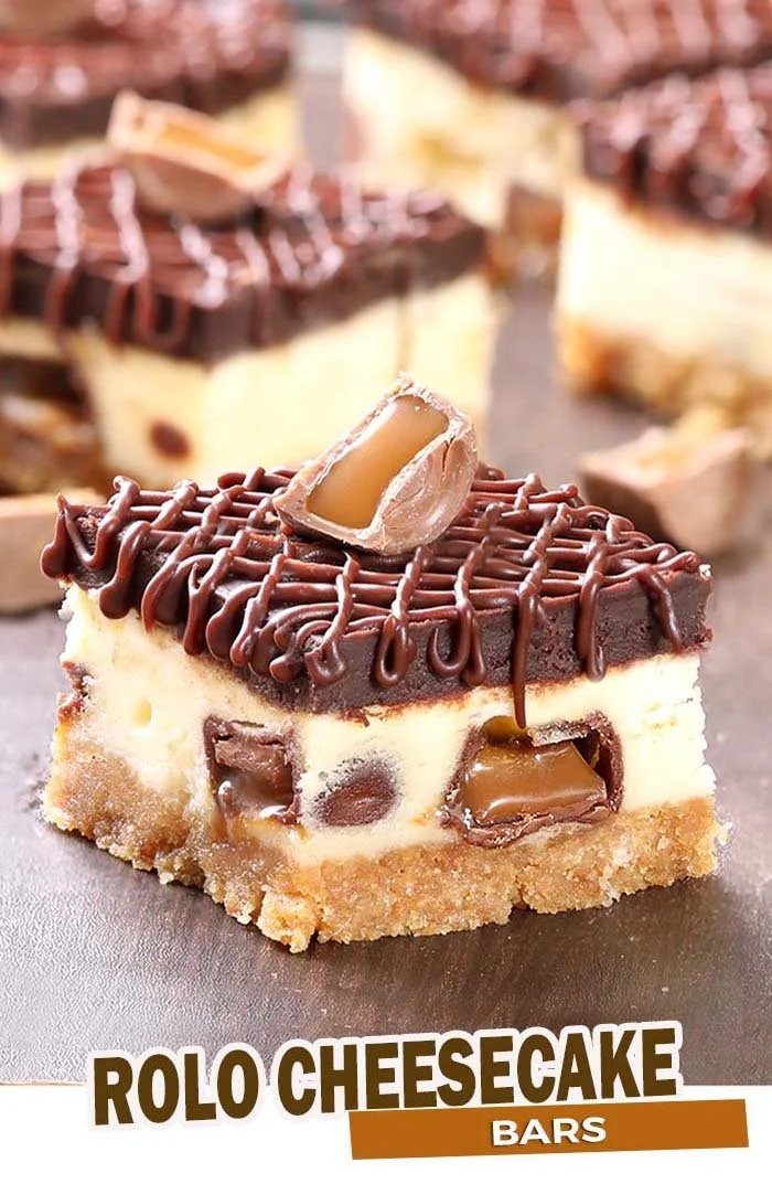 Rolo Inspired Cheesecake Bars