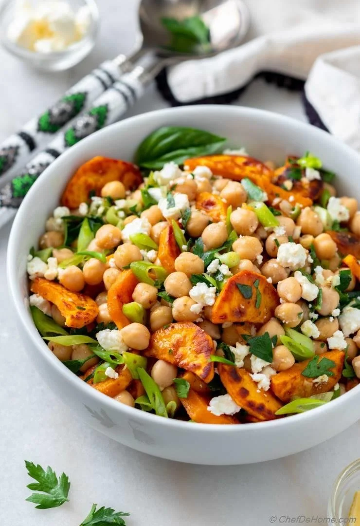 Sweet Potato Chickpea Feta Salad