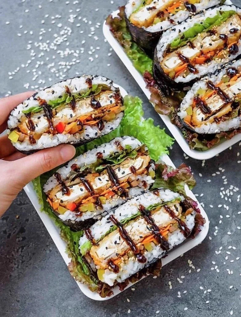 Vegan Tofu Katsu Sushi Onigirazu Maki